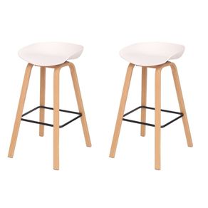 Kit 2 Banquetas Toledo Alta Fratini 83 -altura- Revestimento Polipropileno Branca Base em Aco e Apoio de Pe Preto